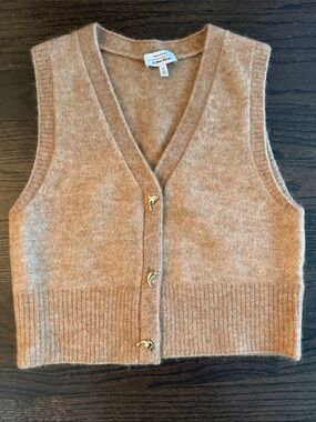 & Other Stories Camel Knit V-Neck Button Front Vest